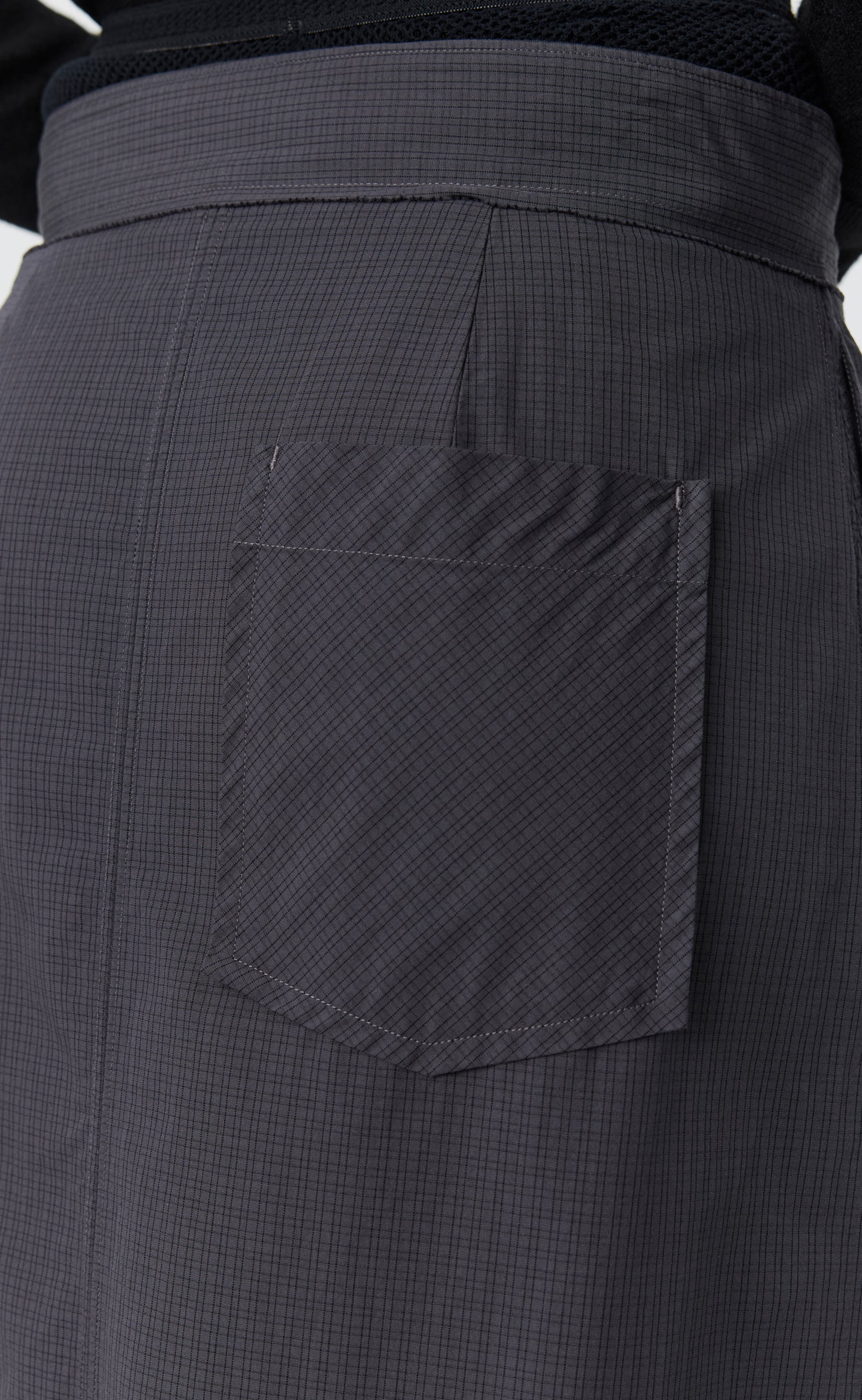 Classic Wrap Skirt - Mushroom Micro Check Poplin - Image 5
