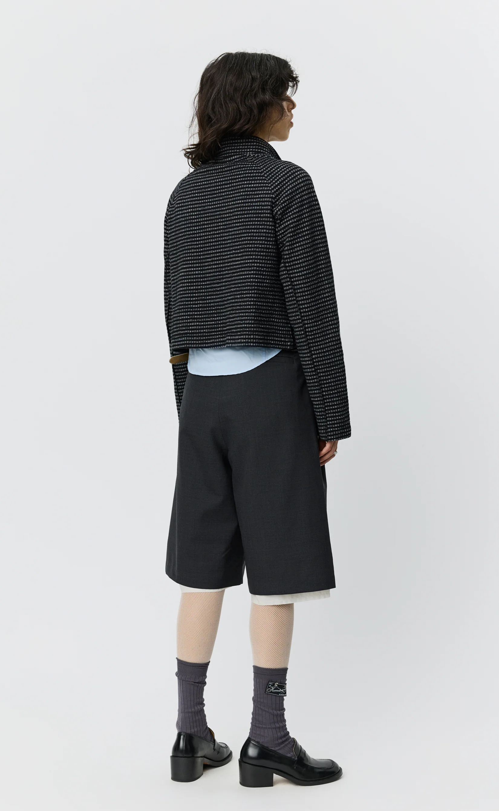 Cropped Leisure Zip Up - Black Experienced Check - Image 3