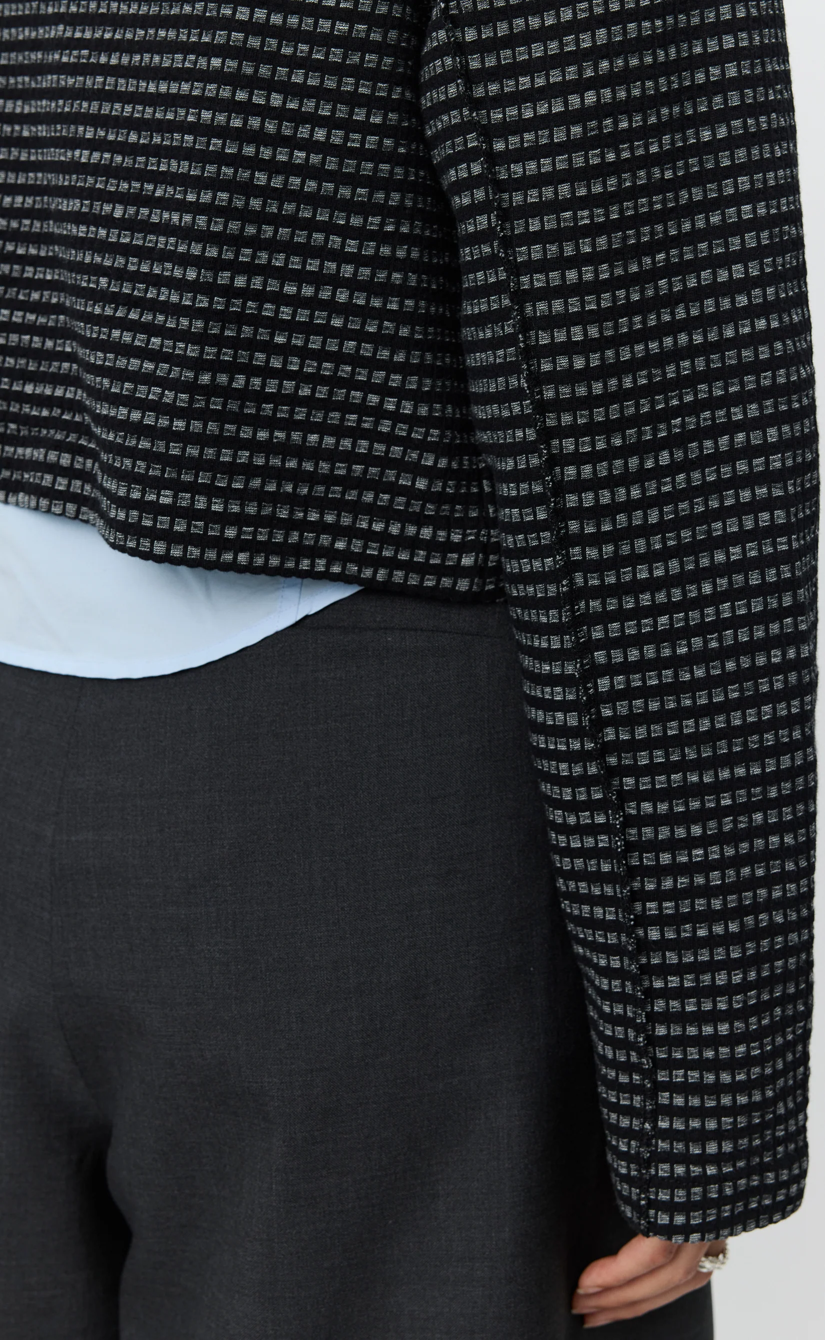 Cropped Leisure Zip Up - Black Experienced Check - Image 4