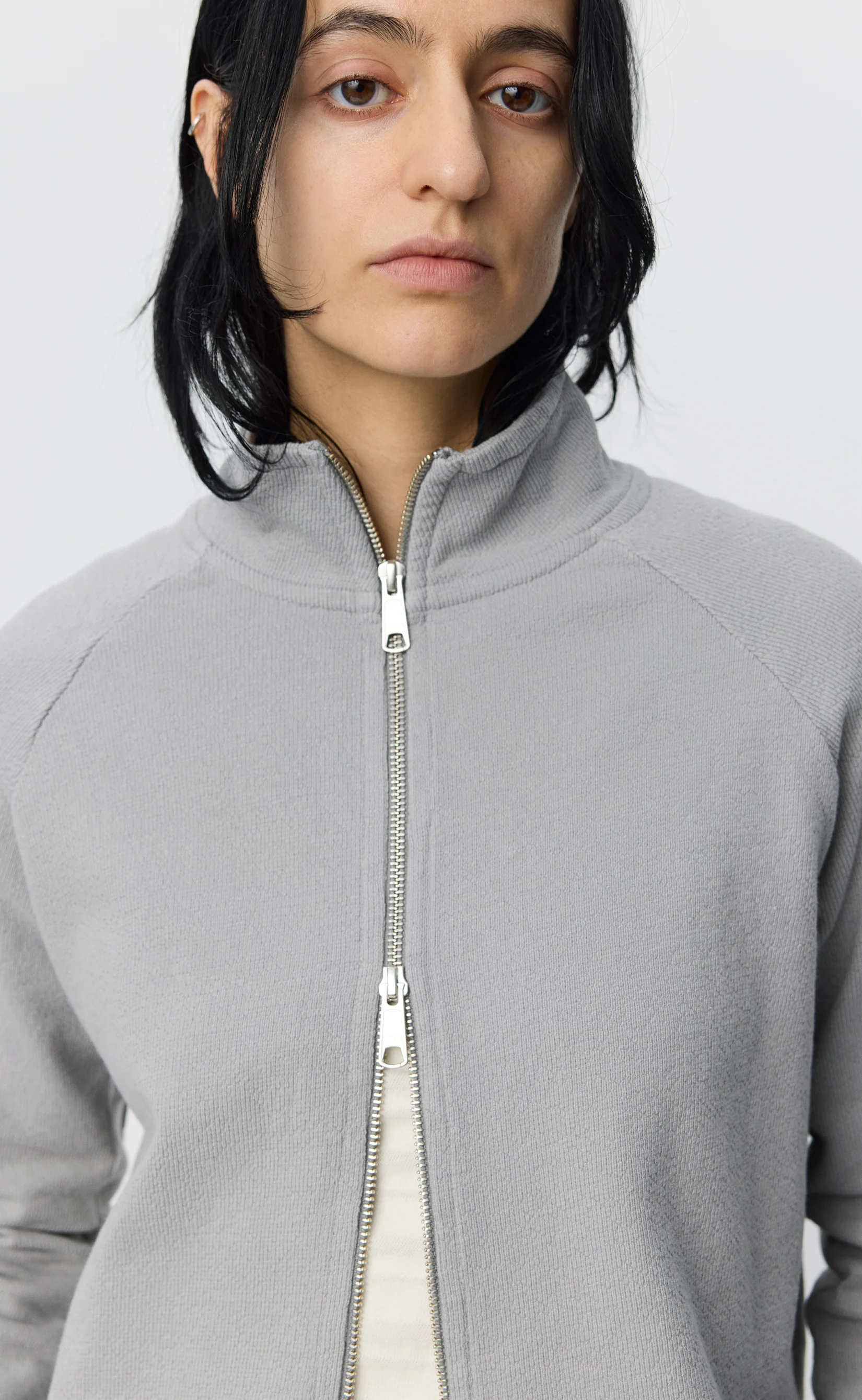 Cropped Leisure Zip Up - Mineral Grey Needle Jump - Image 5