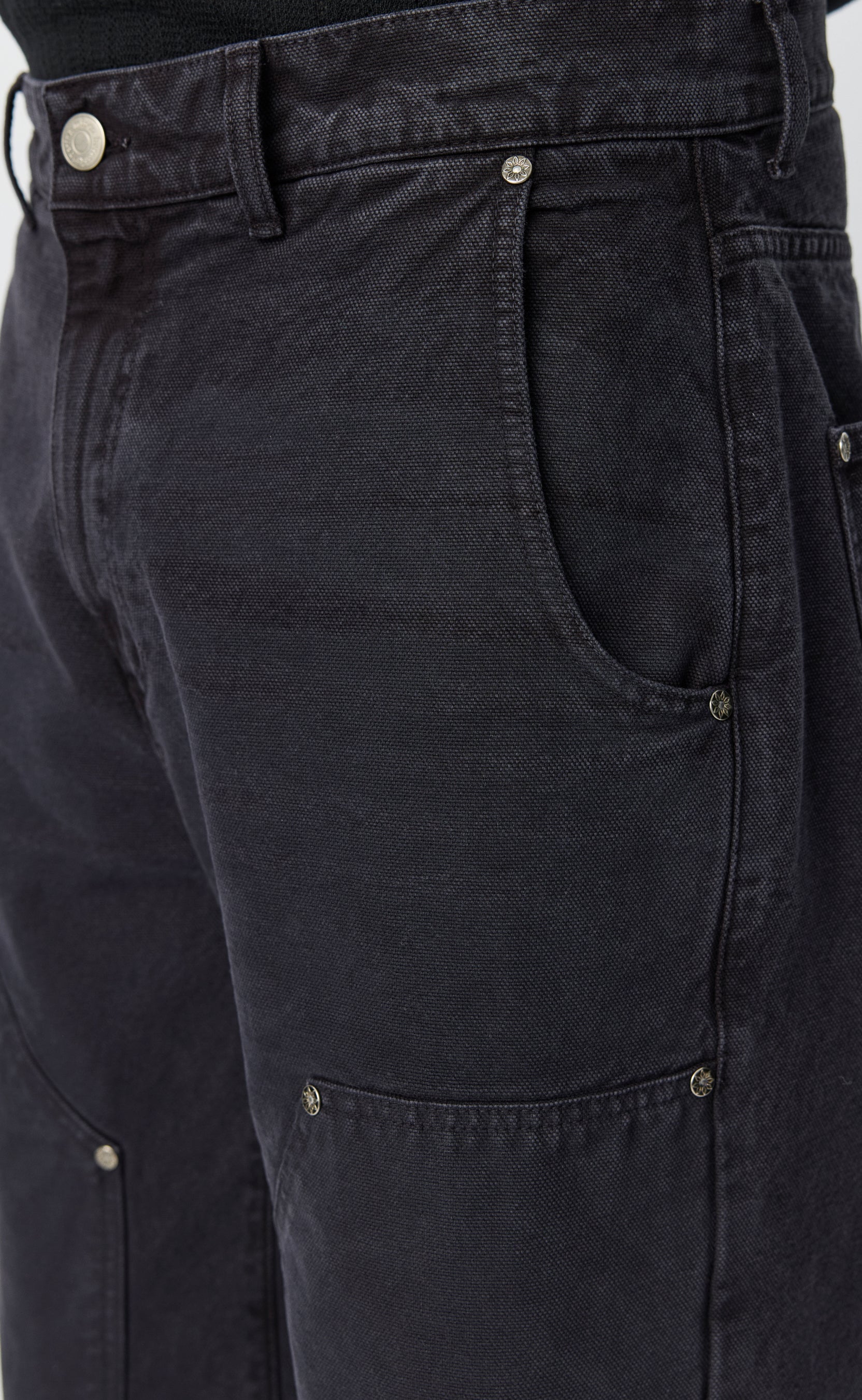 Double Knee Jeans - Dark Grey Canvas - Image 5