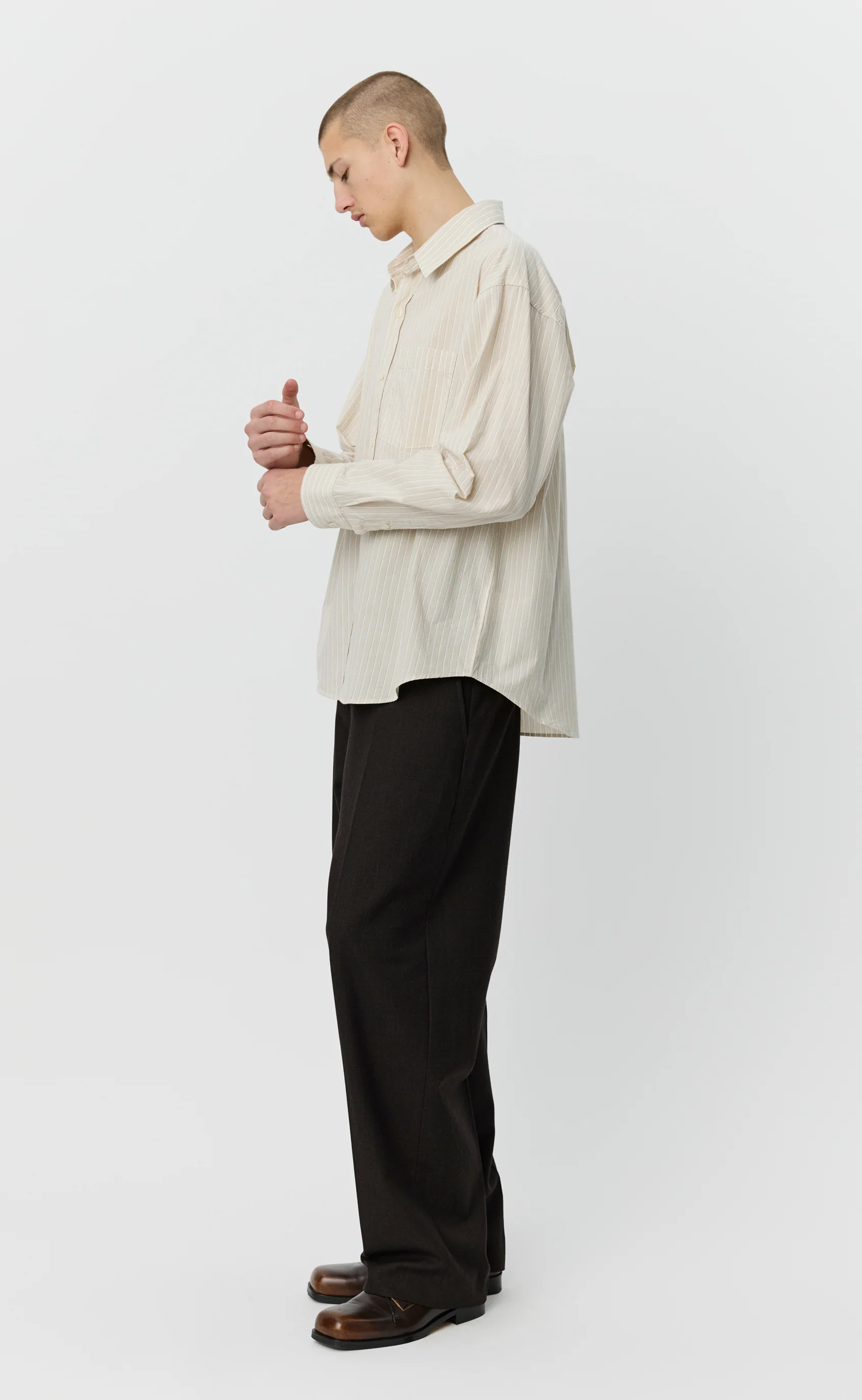 Executive Shirt - Light Brown Archive Stripe - Image 6