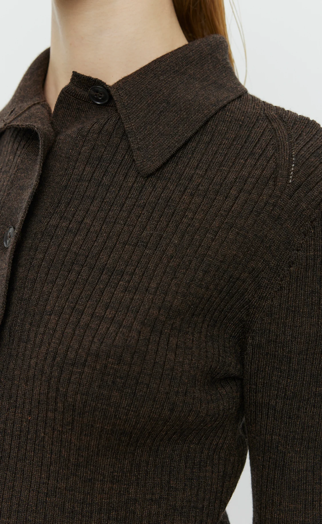 Knitted Rib Shirt - Dark Brown - Image 4