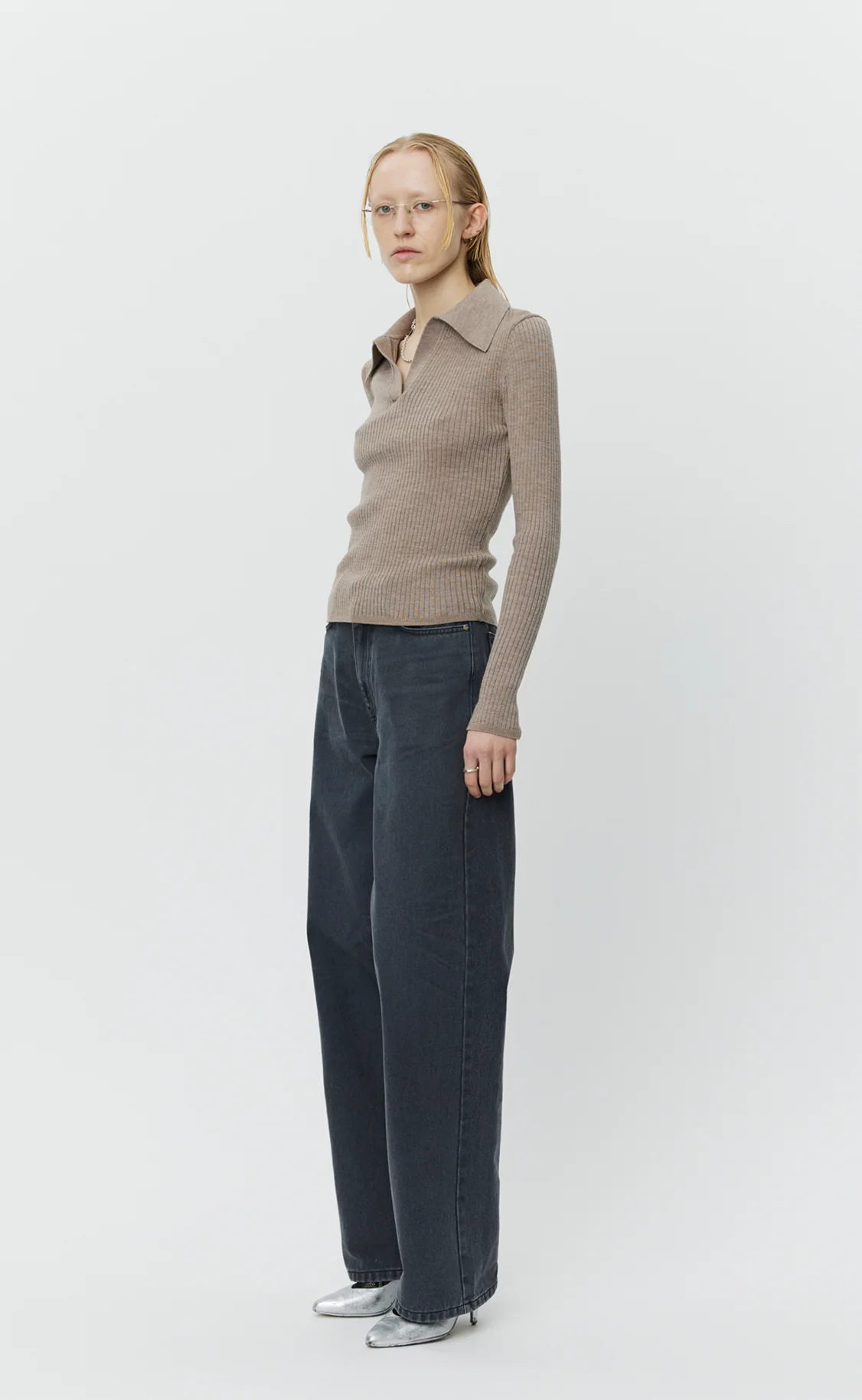 Open Placket Polo - Oatmeal - Image 3