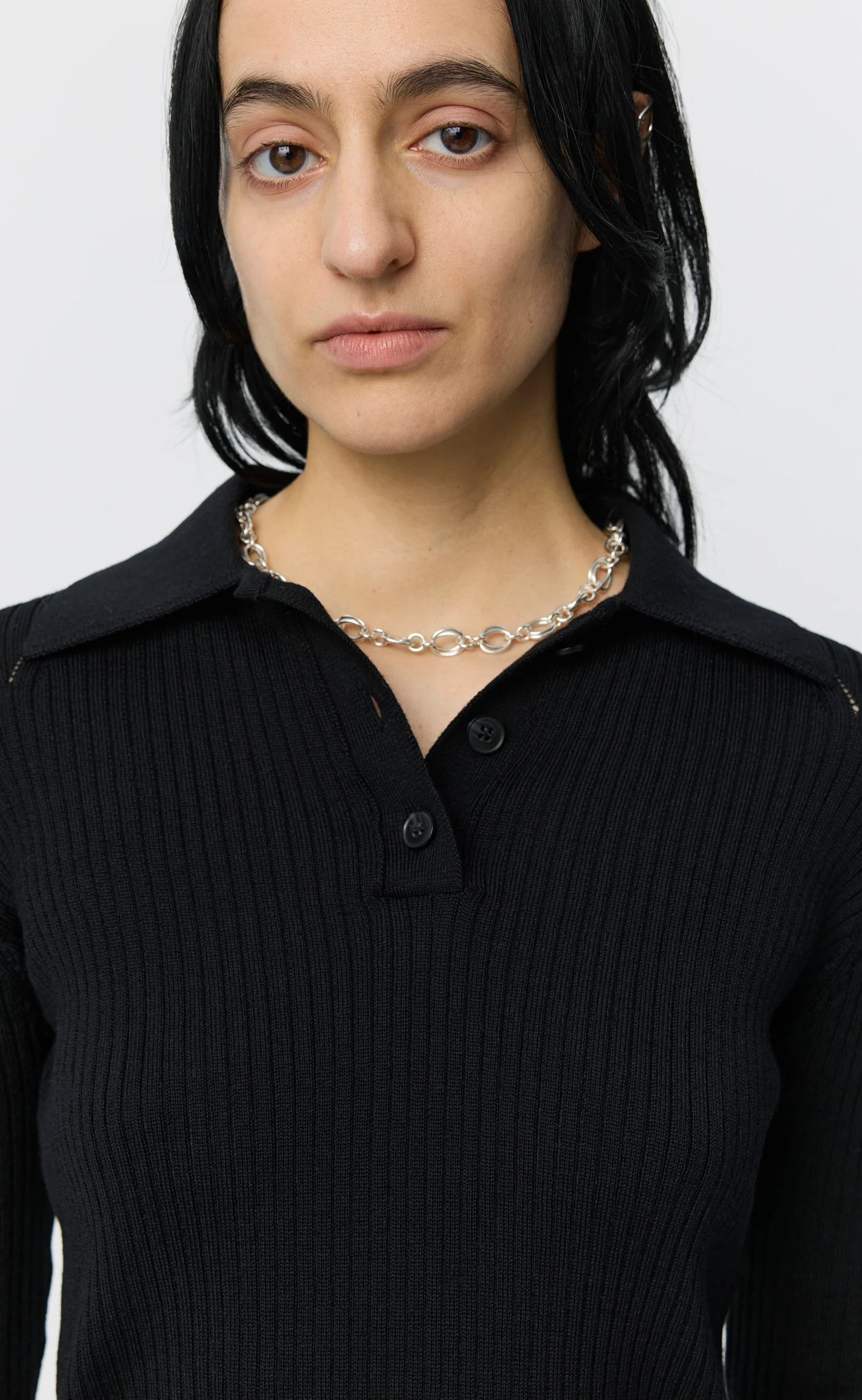 Partial Placket Polo - Black Rib - Image 4