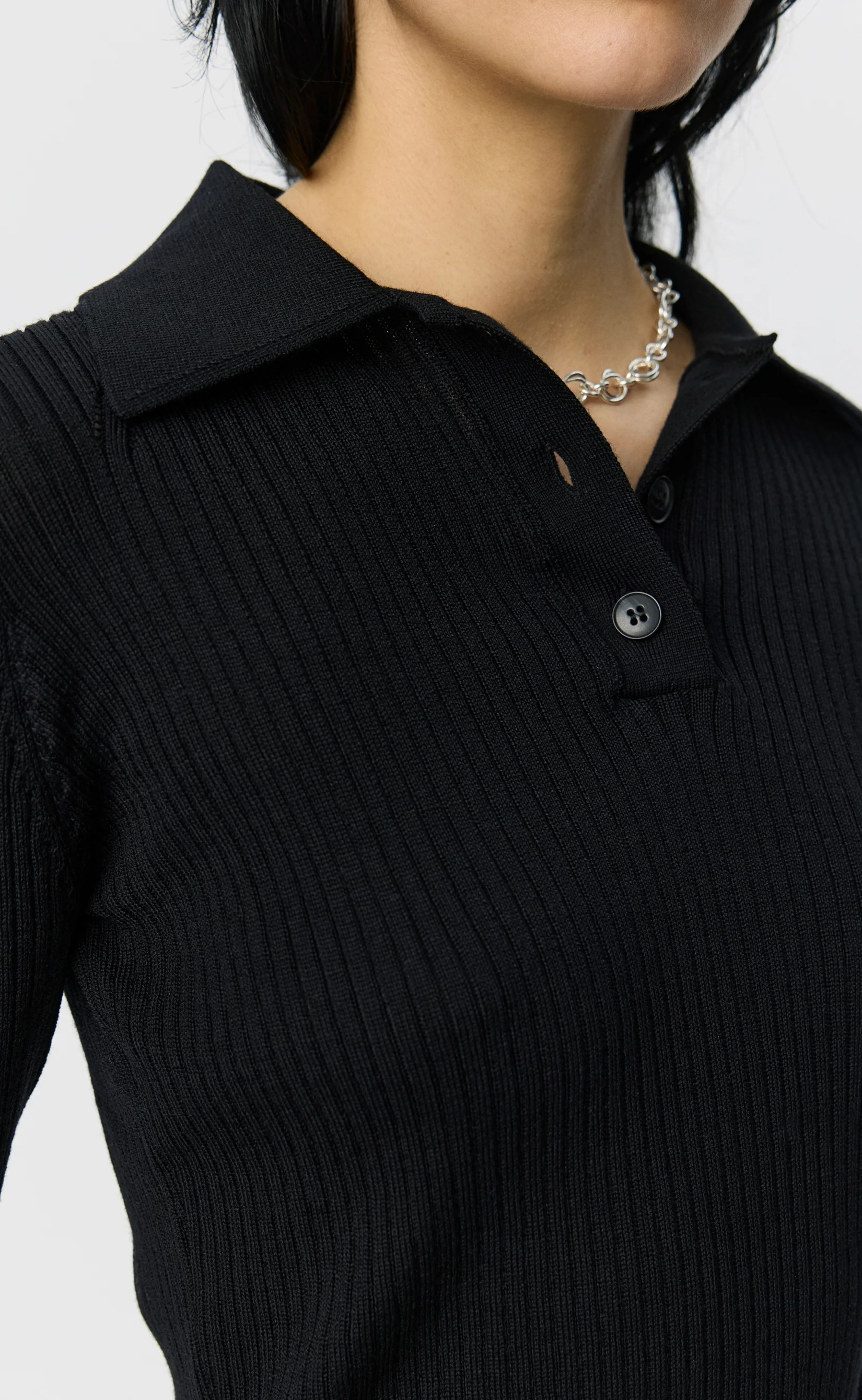 Partial Placket Polo - Black Rib - Image 5