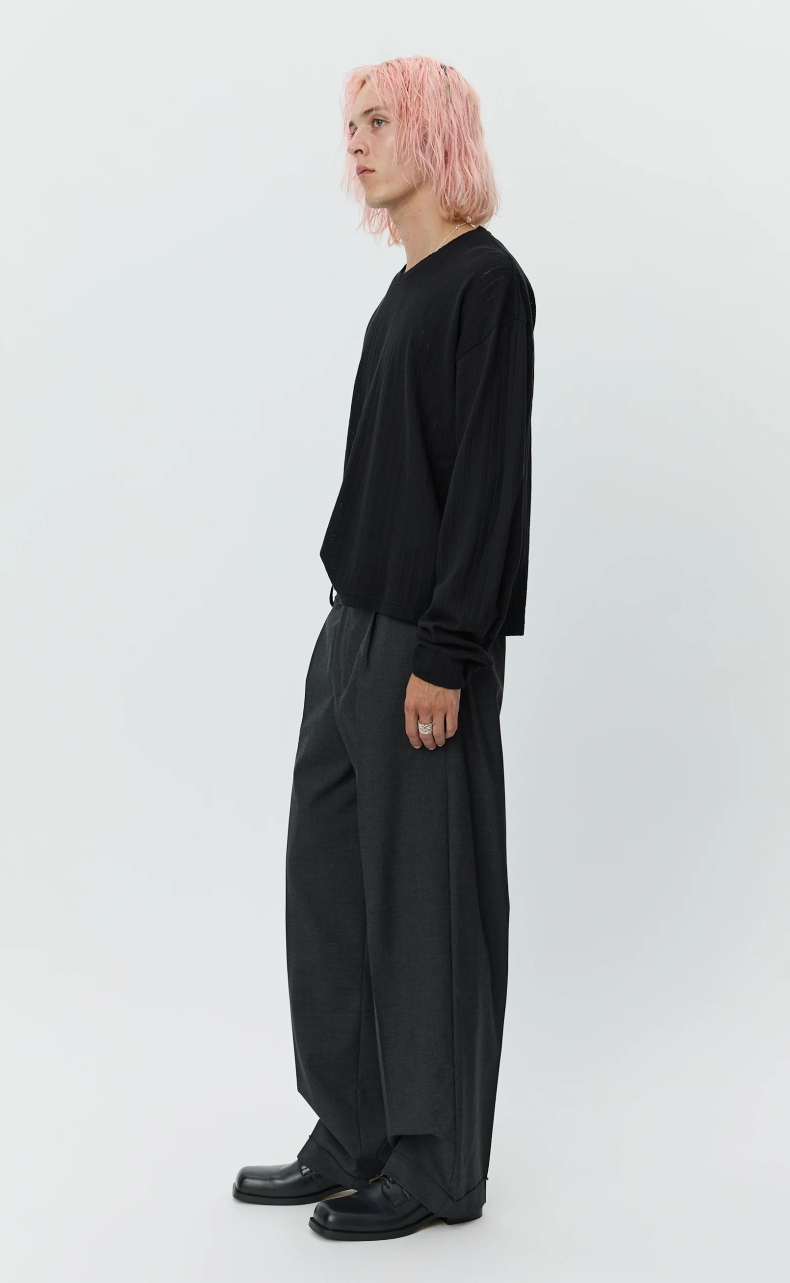 Relaxed LS Tee - Black Lace Stripe - Image 3