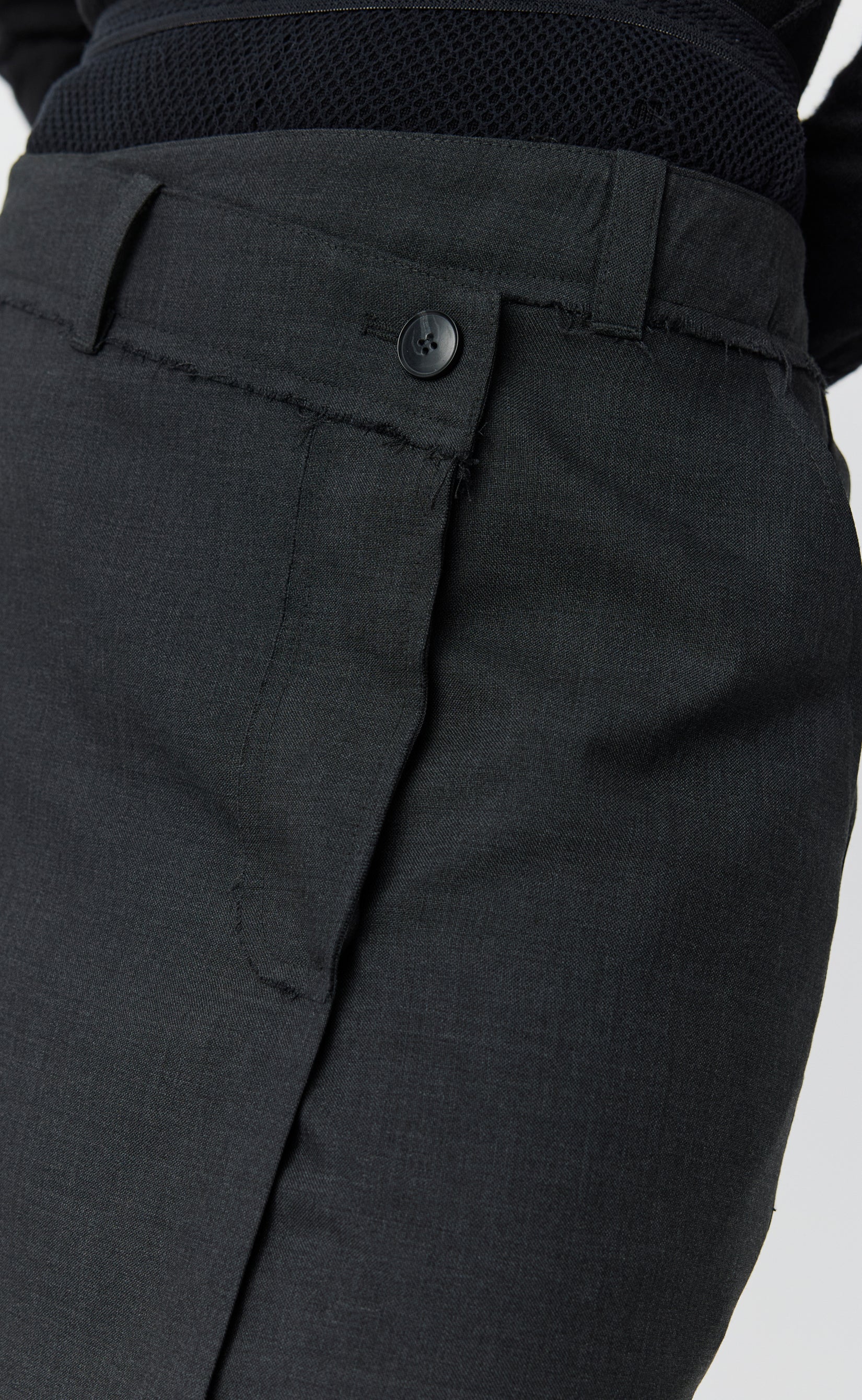 Reworked Skirt - Dark Grey Tropical Wool - Image 4