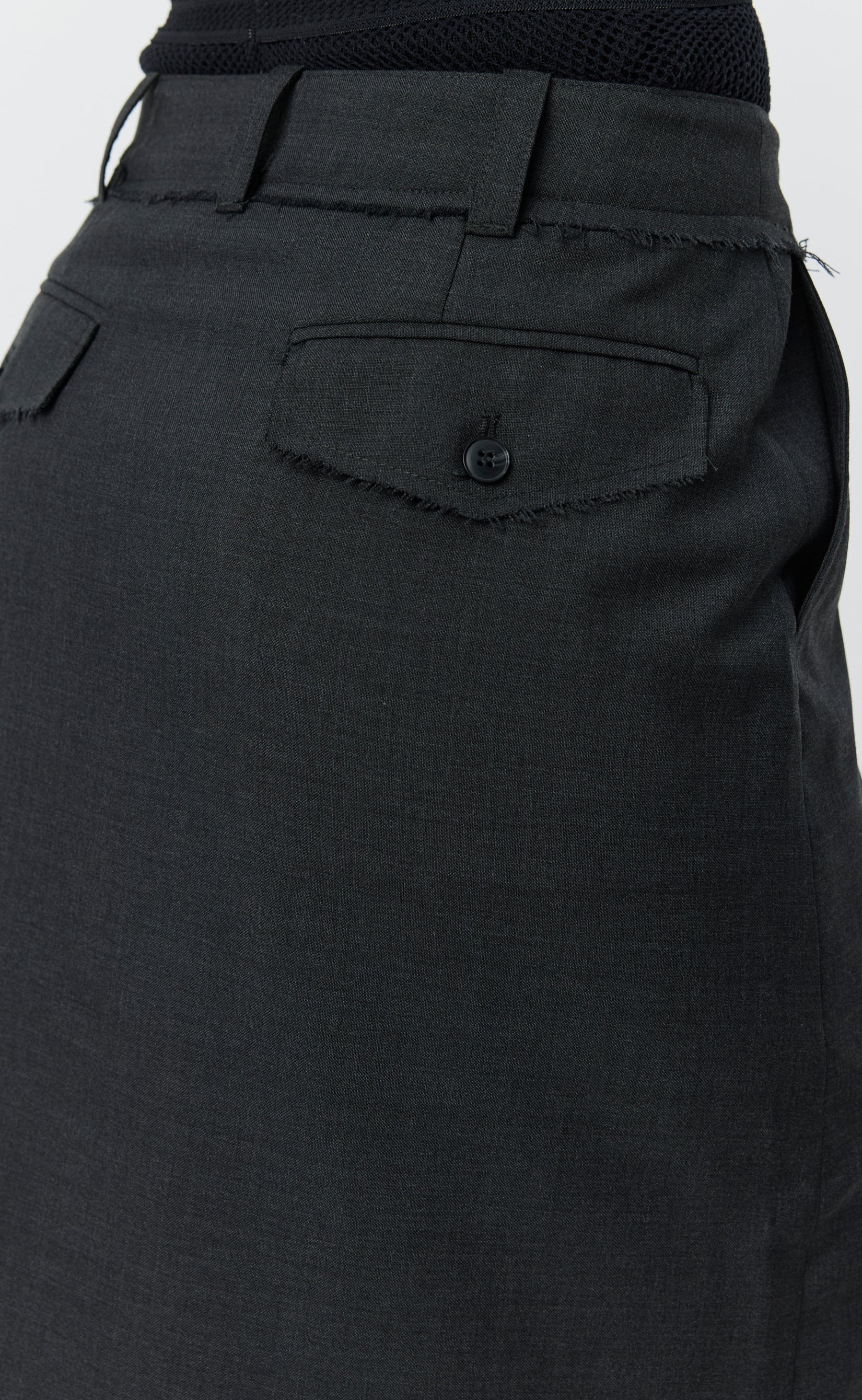 Reworked Skirt - Dark Grey Tropical Wool - Image 5