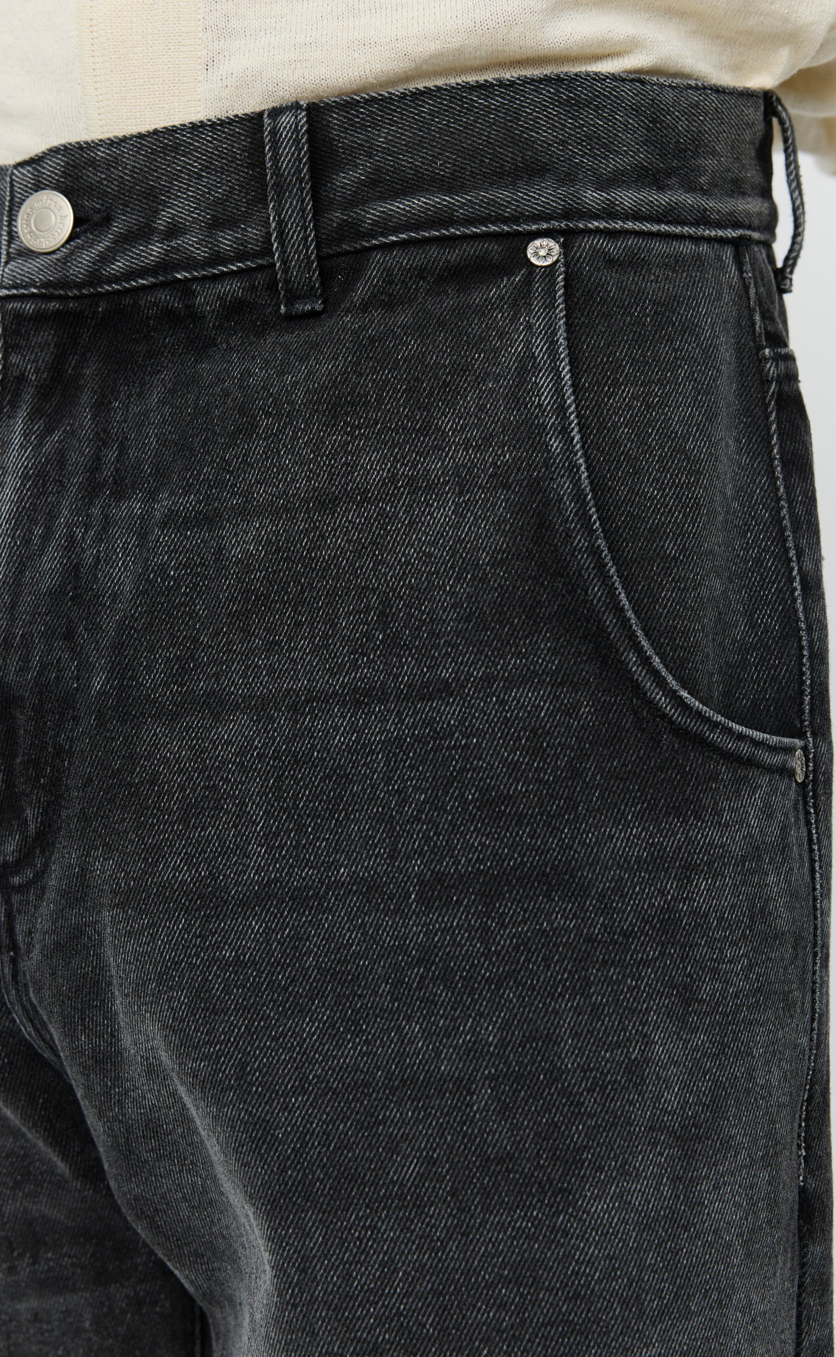 Straight Cut Jeans - Stonewashed Black - Image 6
