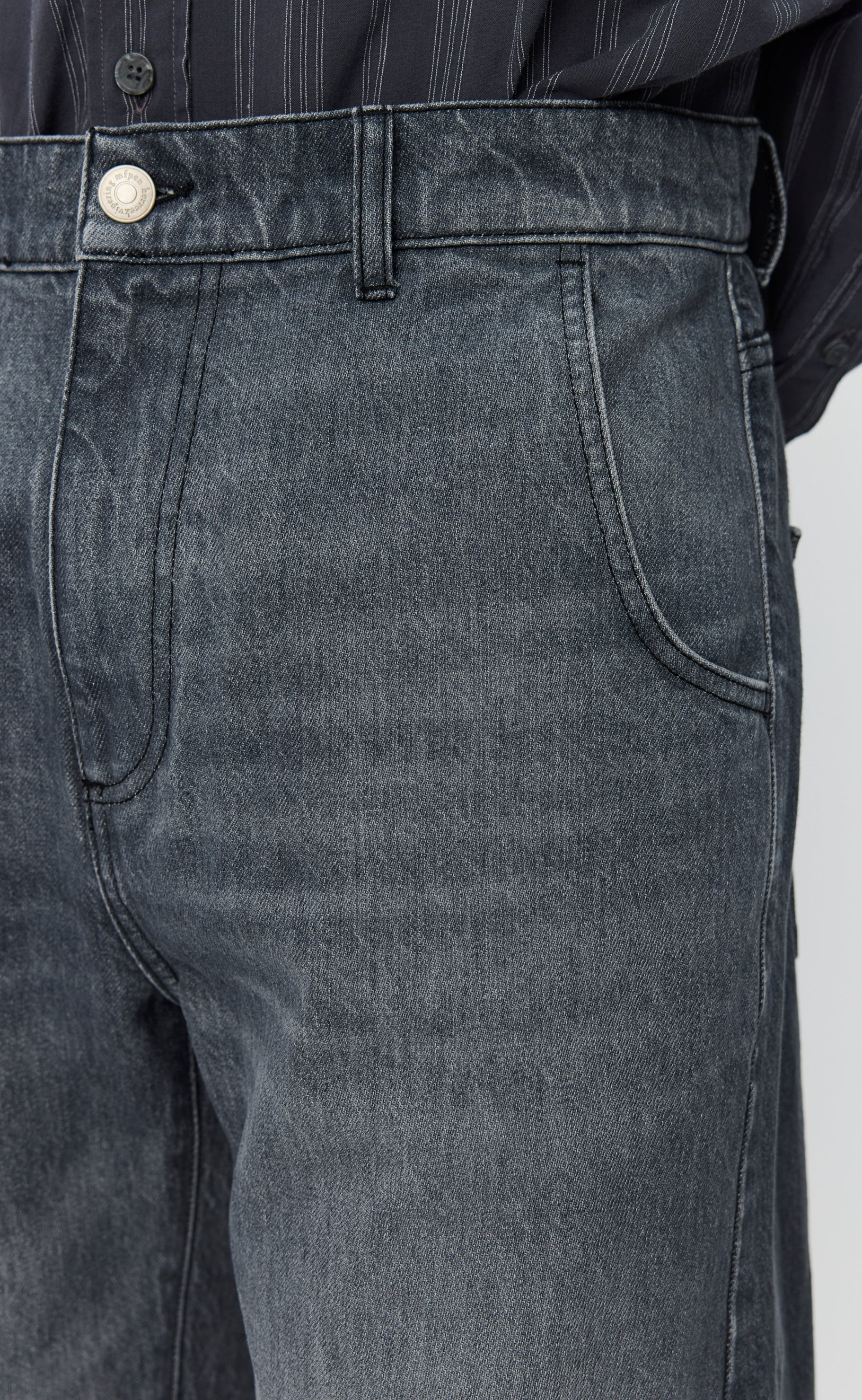 Straight Cut Jeans - Stonewashed Grey - Image 5