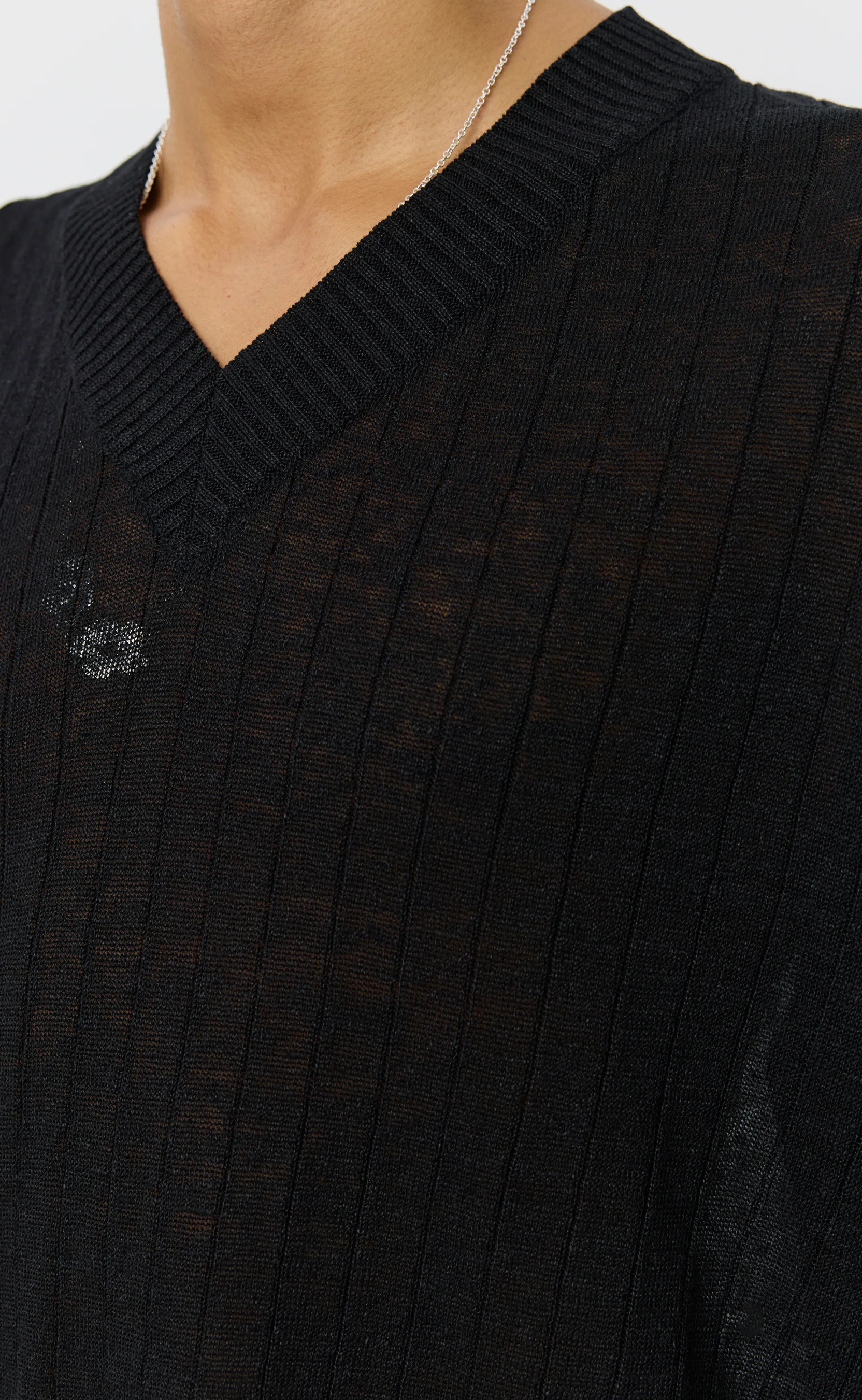 V-Neck Pullover - Black Rib - Image 3