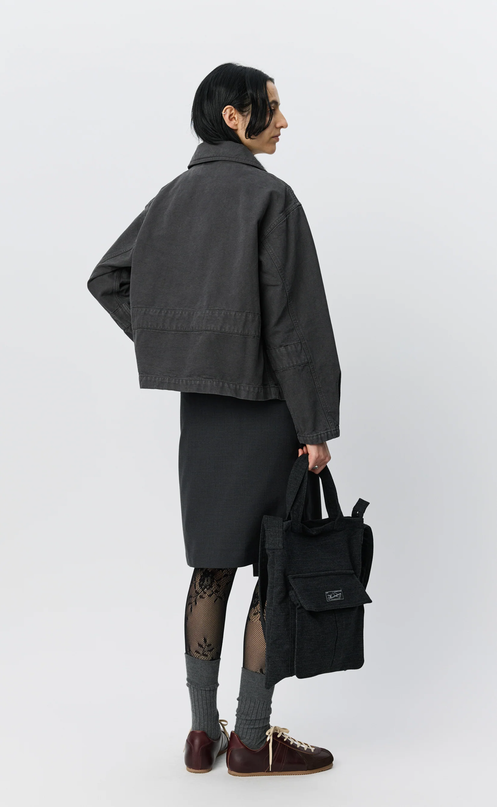 Womens Courier Jacket - Washed Grey Canvas - Image 3