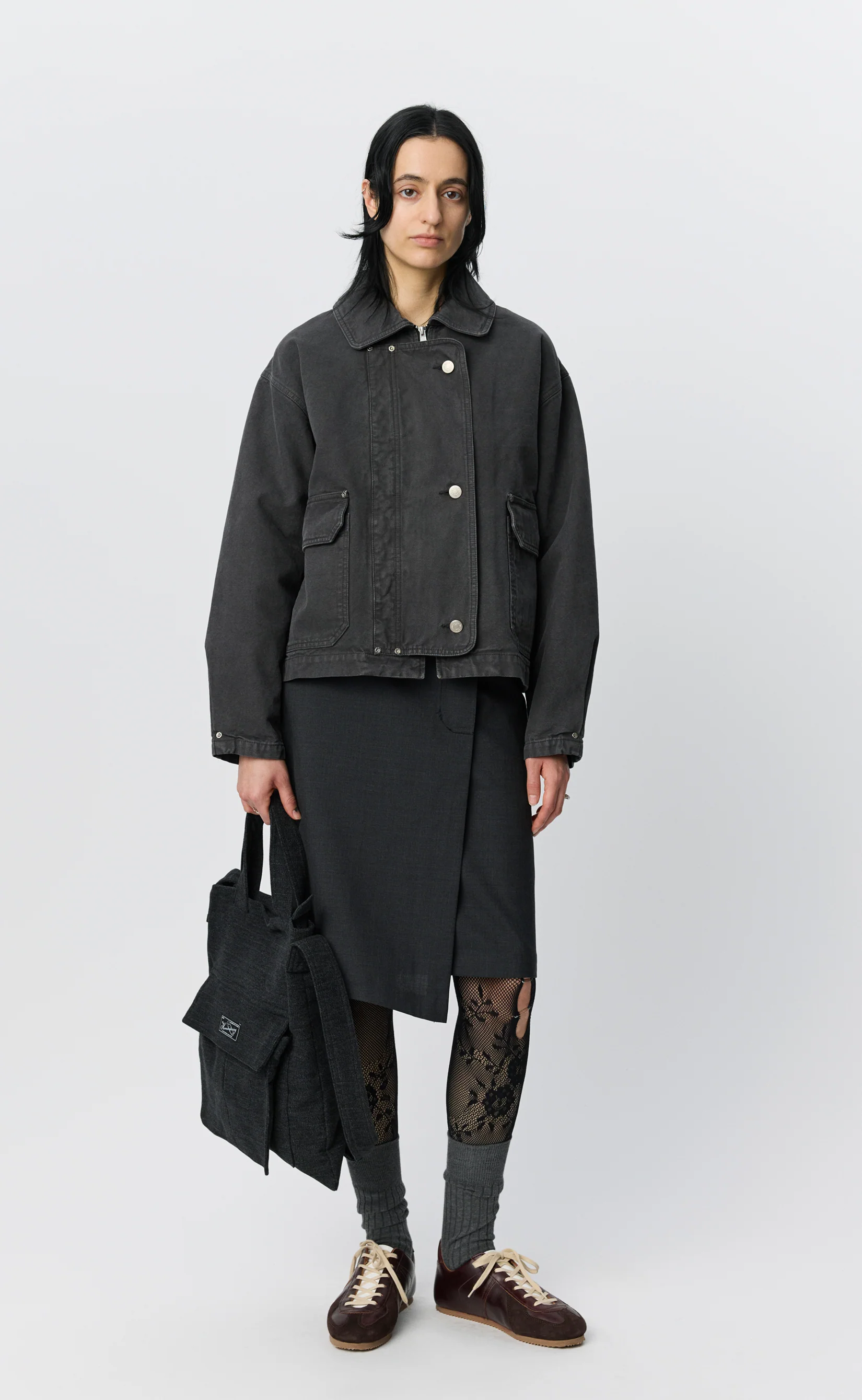 Womens Courier Jacket - Washed Grey Canvas - Image 4