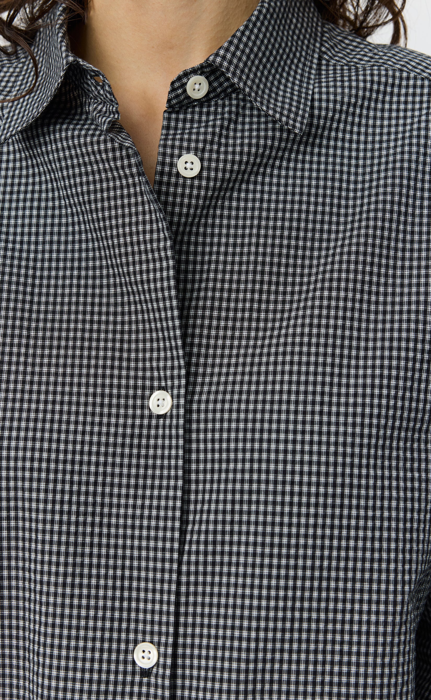 Womens Generous Shirt - Black Experienced Check - Image 5